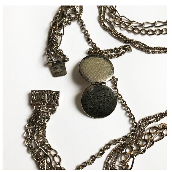 Locket Multi Chain Necklace Silver - Picture 5 of 5